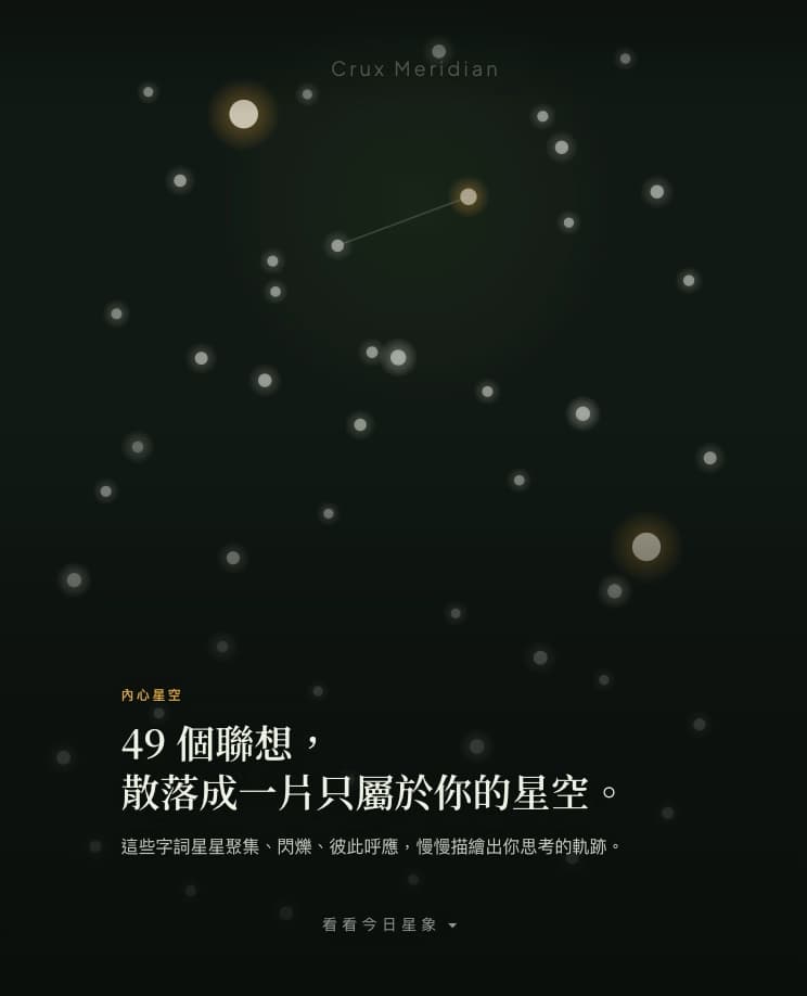 Cute Psycho 字詞聯想遊戲結果頁面星空